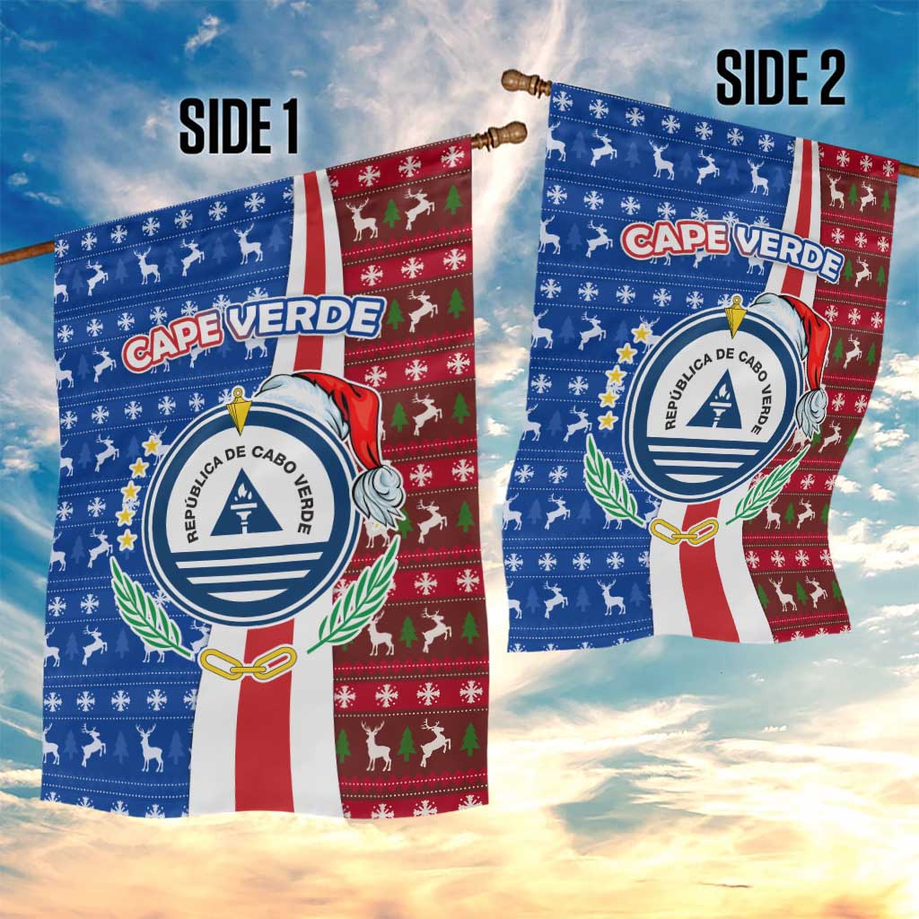 Cape Verde Christmas Garden Flag Festive Pattern Christmas Tree and National Emblem Motif - African Pride