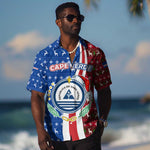 Cape Verde Christmas Hawaiian Shirt Festive Pattern Christmas Tree and National Emblem Motif - African Pride