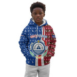Cape Verde Christmas Kid Hoodie Festive Pattern Christmas Tree and National Emblem Motif - African Pride