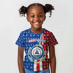 Cape Verde Christmas Kid T shirt Festive Pattern Christmas Tree and National Emblem Motif - African Pride