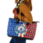 Cape Verde Christmas Leather Tote Bag Festive Pattern Christmas Tree and National Emblem Motif - African Pride