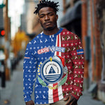 Cape Verde Christmas Long Sleeve Shirt Festive Pattern Christmas Tree and National Emblem Motif - African Pride