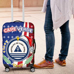 Cape Verde Christmas Luggage Cover Festive Pattern Christmas Tree and National Emblem Motif - African Pride