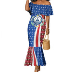 Cape Verde Christmas Mermaid Dress Festive Pattern Christmas Tree and National Emblem Motif - African Pride