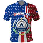 Cape Verde Christmas Polo Shirt Festive Pattern Christmas Tree and National Emblem Motif - African Pride