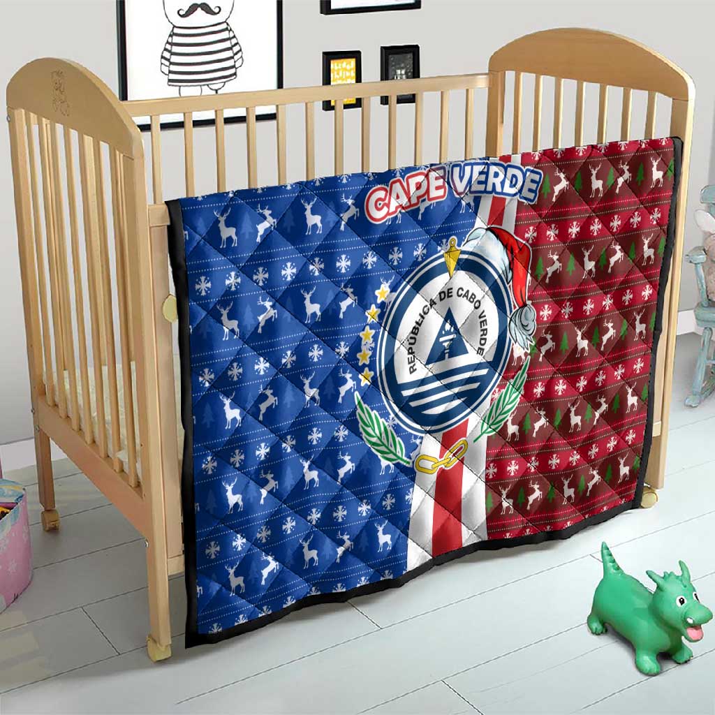 Cape Verde Christmas Quilt Festive Pattern Christmas Tree and National Emblem Motif - African Pride