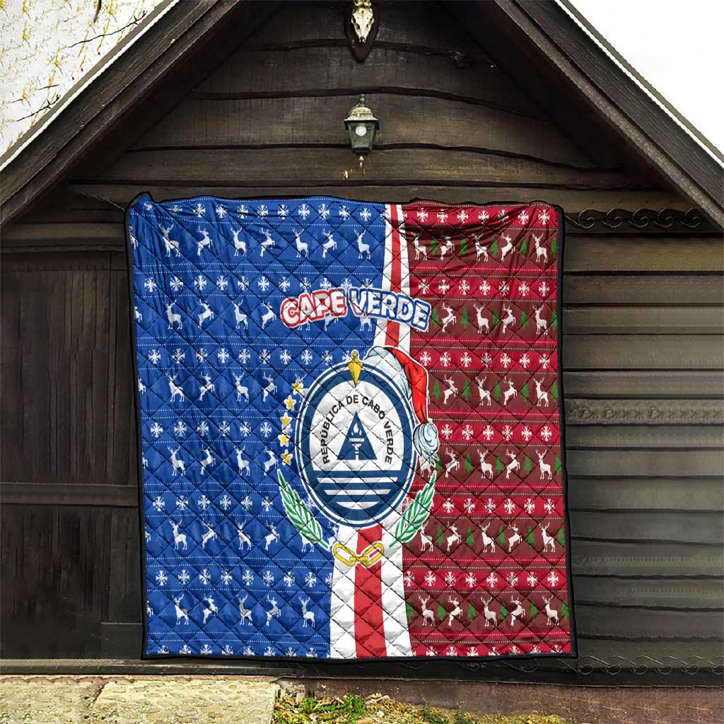 Cape Verde Christmas Quilt Festive Pattern Christmas Tree and National Emblem Motif - African Pride