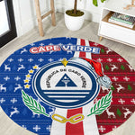 Cape Verde Christmas Round Carpet Festive Pattern Christmas Tree and National Emblem Motif - African Pride