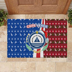 Cape Verde Christmas Rubber Doormat Festive Pattern Christmas Tree and National Emblem Motif - African Pride