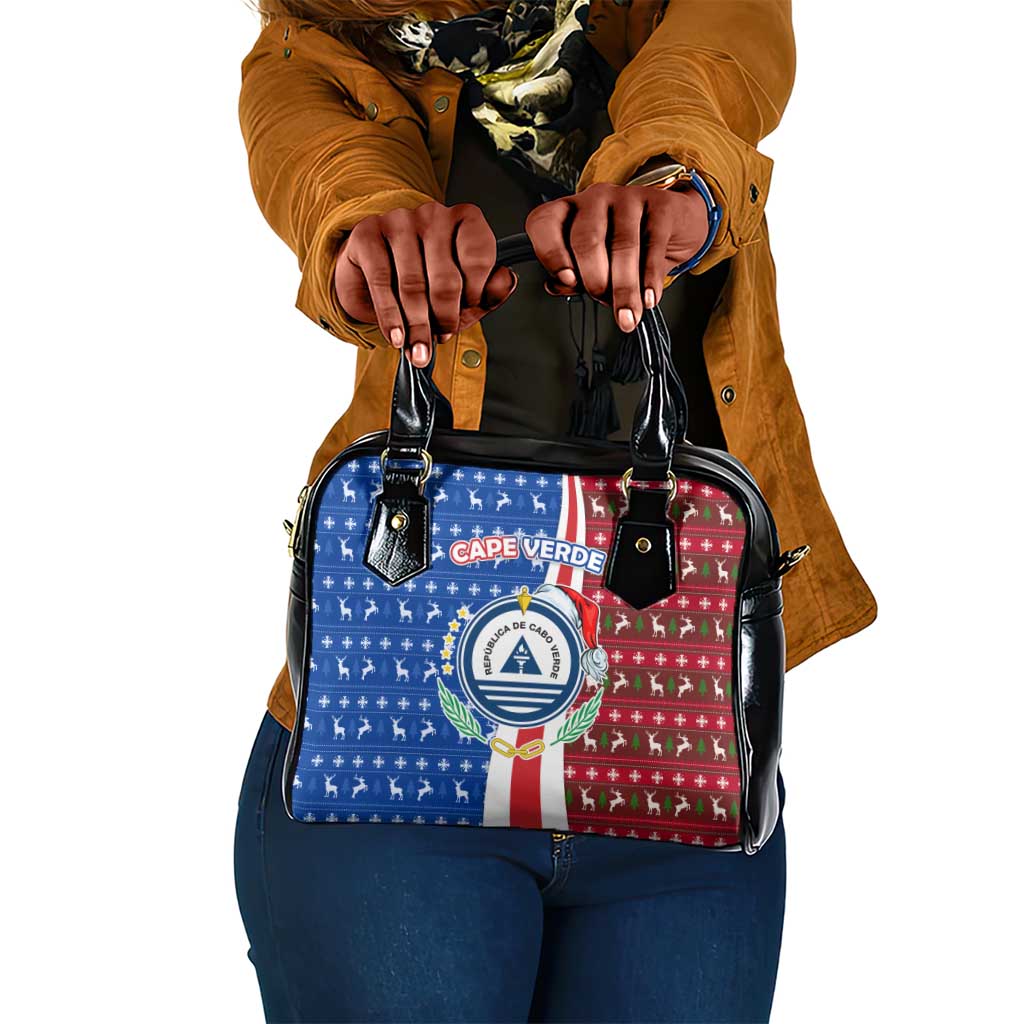 Cape Verde Christmas Shoulder Handbag Festive Pattern Christmas Tree and National Emblem Motif - African Pride