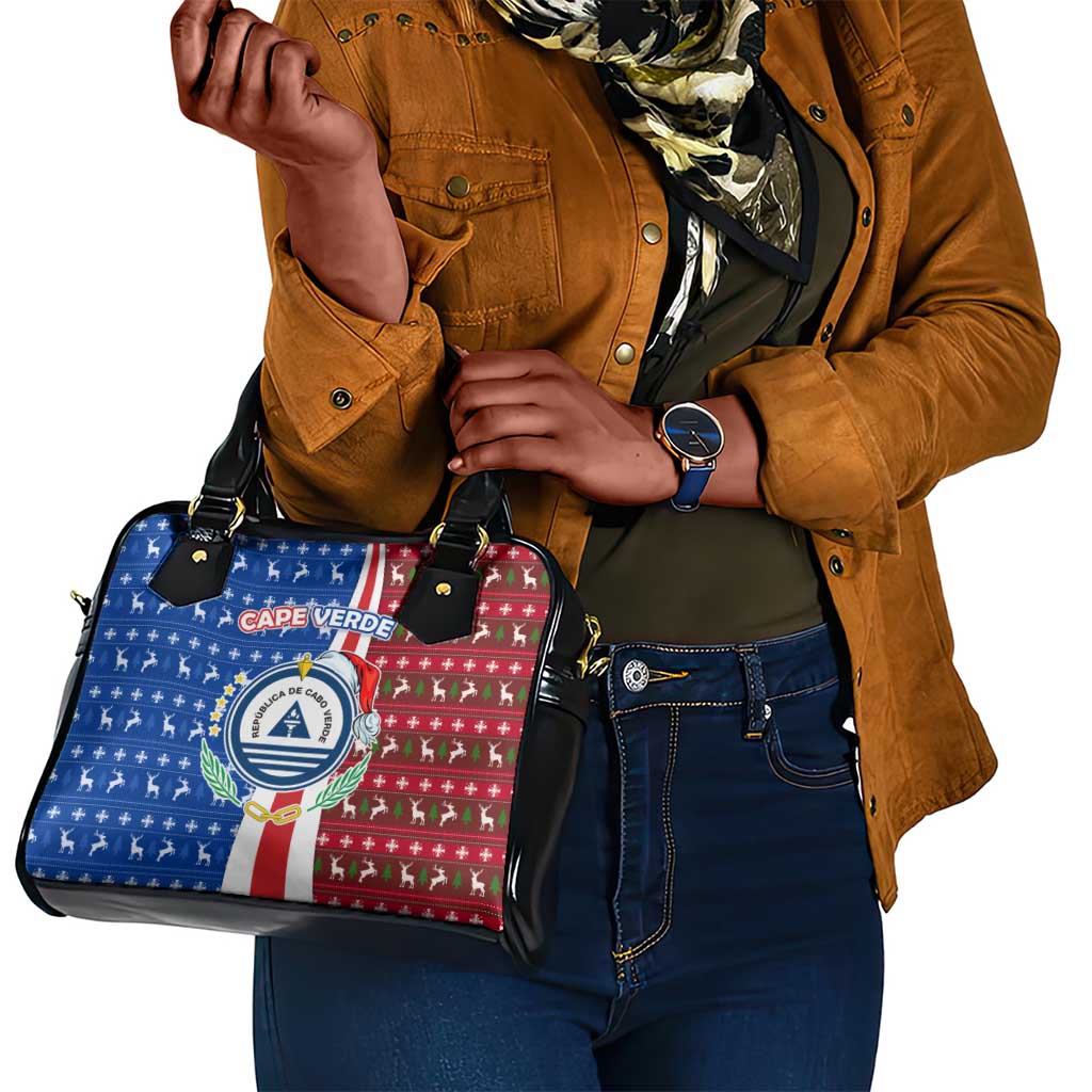 Cape Verde Christmas Shoulder Handbag Festive Pattern Christmas Tree and National Emblem Motif - African Pride