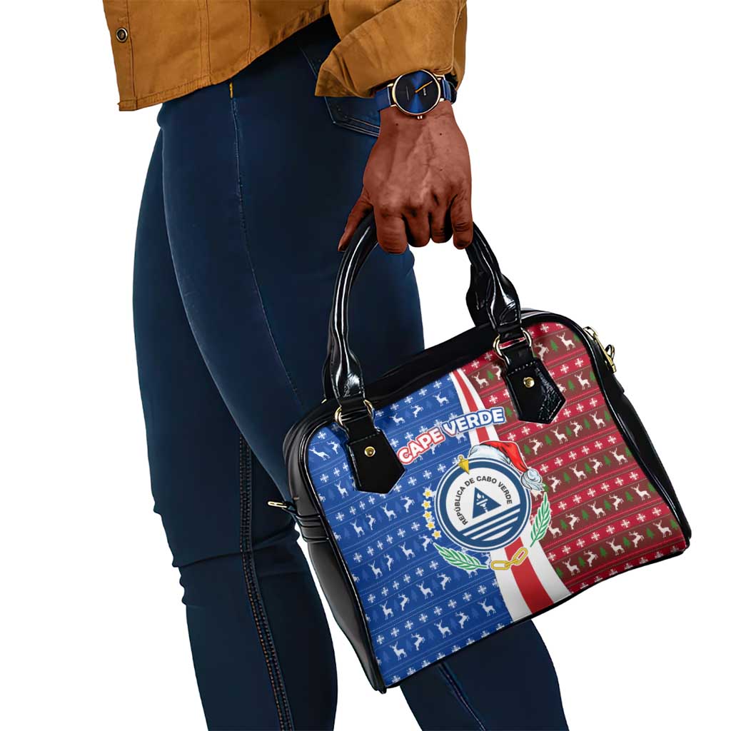Cape Verde Christmas Shoulder Handbag Festive Pattern Christmas Tree and National Emblem Motif - African Pride
