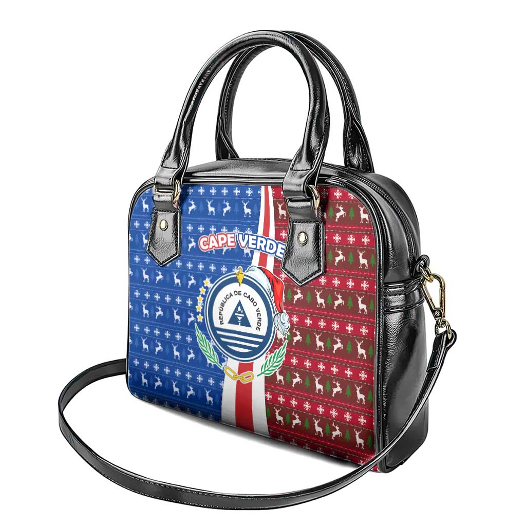 Cape Verde Christmas Shoulder Handbag Festive Pattern Christmas Tree and National Emblem Motif - African Pride