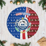 Cape Verde Christmas Tree Skirt Festive Pattern Christmas Tree and National Emblem Motif - African Pride