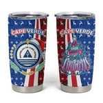 Cape Verde Christmas Tumbler Cup Festive Pattern Christmas Tree and National Emblem Motif - African Pride