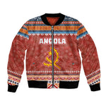 Angola Christmas Bomber Jacket Snowflake Pattern Tribal Santa Claus Motif - African Pride