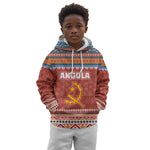 Angola Christmas Kid Hoodie Snowflake Pattern Tribal Santa Claus Motif - African Pride