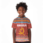 Angola Christmas Kid Polo Shirt Snowflake Pattern Tribal Santa Claus Motif - African Pride