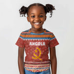 Angola Christmas Kid T shirt Snowflake Pattern Tribal Santa Claus Motif - African Pride