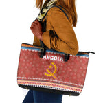 Angola Christmas Leather Tote Bag Snowflake Pattern Tribal Santa Claus Motif - African Pride