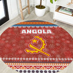 Angola Christmas Round Carpet Snowflake Pattern Tribal Santa Claus Motif - African Pride
