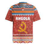 Angola Christmas Rugby Jersey Snowflake Pattern Tribal Santa Claus Motif - African Pride