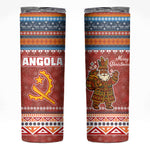 Angola Christmas Skinny Tumbler Snowflake Pattern Tribal Santa Claus Motif - African Pride