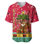 Angola Christmas Baseball Jersey Santa Gifts and National Flag Map Motif - African Pride