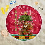 Angola Christmas Beach Blanket Santa Gifts and National Flag Map Motif - African Pride