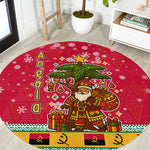Angola Christmas Round Carpet Santa Gifts and National Flag Map Motif - African Pride
