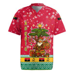 Angola Christmas Rugby Jersey Santa Gifts and National Flag Map Motif - African Pride