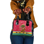 Angola Christmas Shoulder Handbag Santa Gifts and National Flag Map Motif - African Pride
