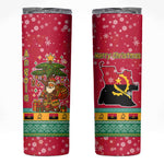 Angola Christmas Skinny Tumbler Santa Gifts and National Flag Map Motif - African Pride