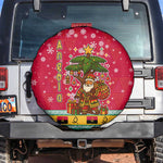 Angola Christmas Spare Tire Cover Santa Gifts and National Flag Map Motif - African Pride
