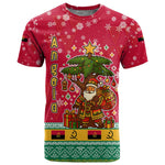 Angola Christmas T shirt Santa Gifts and National Flag Map Motif - African Pride