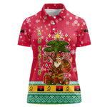 Angola Christmas Women Polo Shirt Santa Gifts and National Flag Map Motif - African Pride