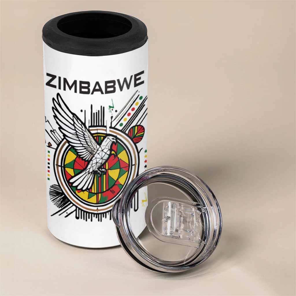 Spirit of Zimbabwe 4 in 1 Can Cooler Tumbler Flag Colors and Symbol of Peace