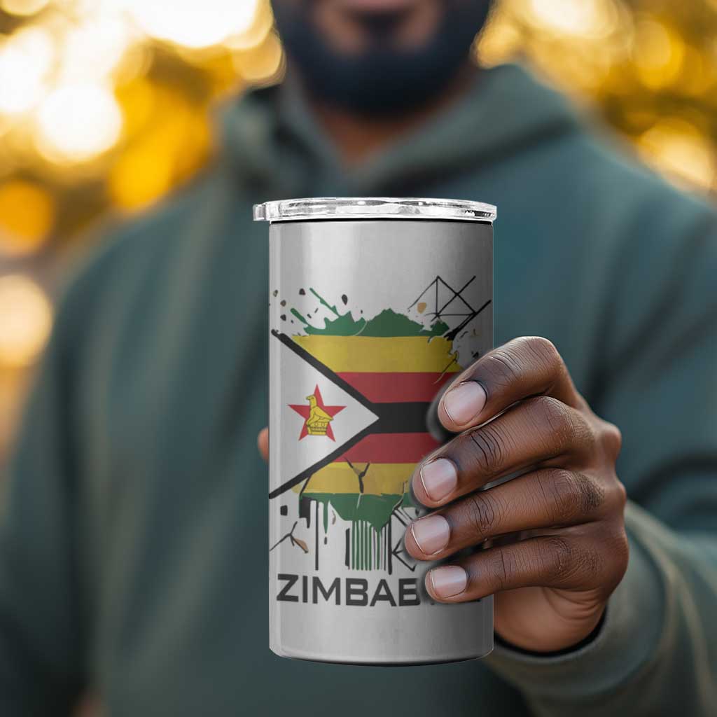Spirit of Zimbabwe 4 in 1 Can Cooler Tumbler Flag Colors and Symbol of Peace