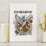 Spirit of Zimbabwe Canvas Wall Art Flag Colors and Symbol of Peace