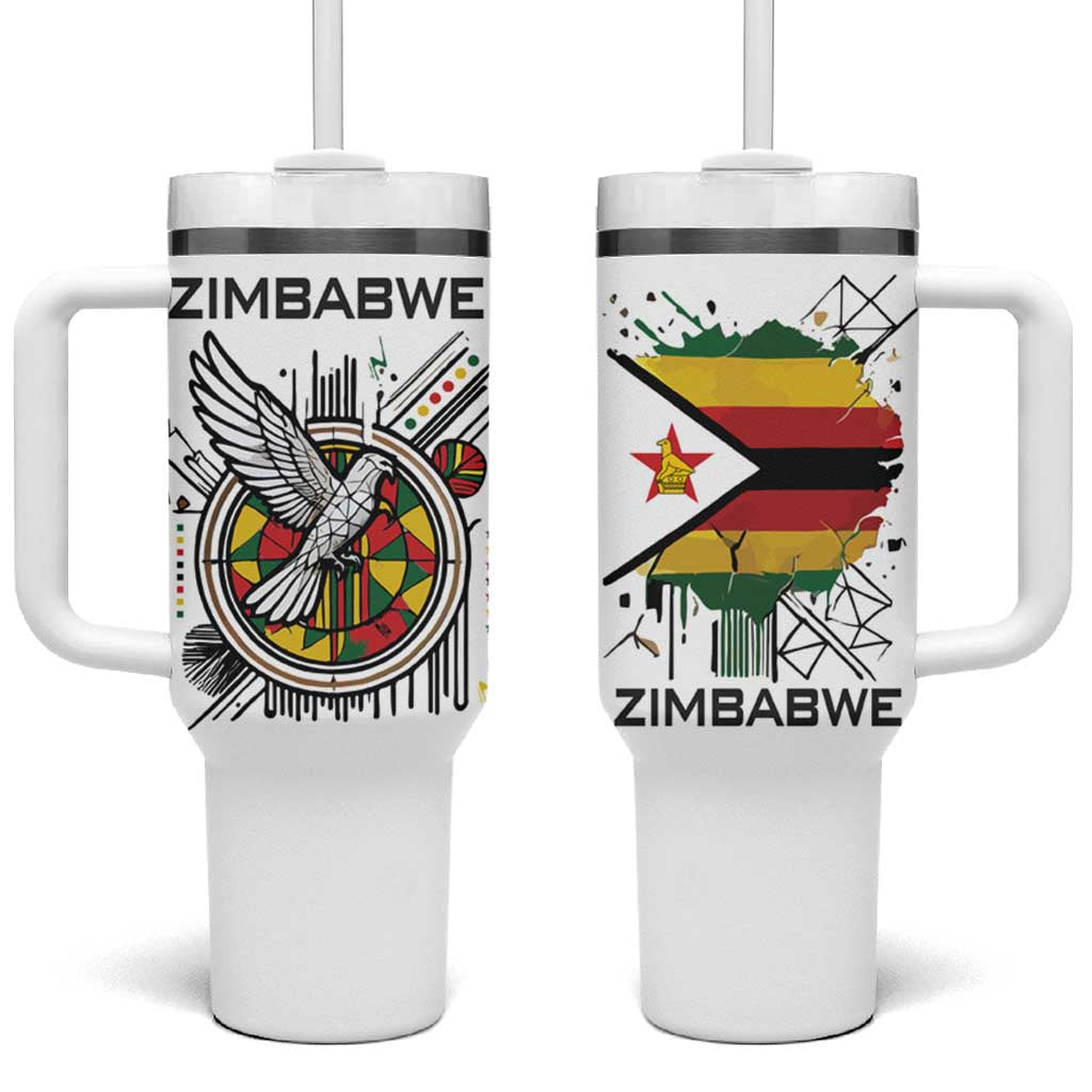 Spirit of Zimbabwe Tumbler With Handle Flag Colors and Symbol of Peace