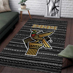 Zimbabwean Bird Statue Area Rug Tribal Pattern Flag Patch and Heritage Symbol