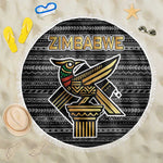 Zimbabwean Bird Statue Beach Blanket Tribal Pattern Flag Patch and Heritage Symbol