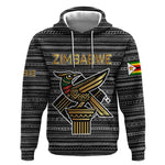 Zimbabwean Bird Statue Hoodie Tribal Pattern Flag Patch and Heritage Symbol