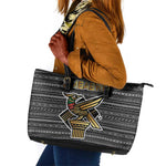 Zimbabwean Bird Statue Leather Tote Bag Tribal Pattern Flag Patch and Heritage Symbol