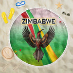 Vibe Zimbabwe Beach Blanket Tribal-Inspired Background with Geometric Flag Color Design