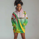 Vibe Zimbabwe Hoodie Dress Tribal-Inspired Background with Geometric Flag Color Design