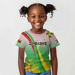 Vibe Zimbabwe Kid T shirt Tribal-Inspired Background with Geometric Flag Color Design