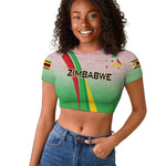 Vibe Zimbabwe Raglan Cropped T shirt Tribal-Inspired Background with Geometric Flag Color Design