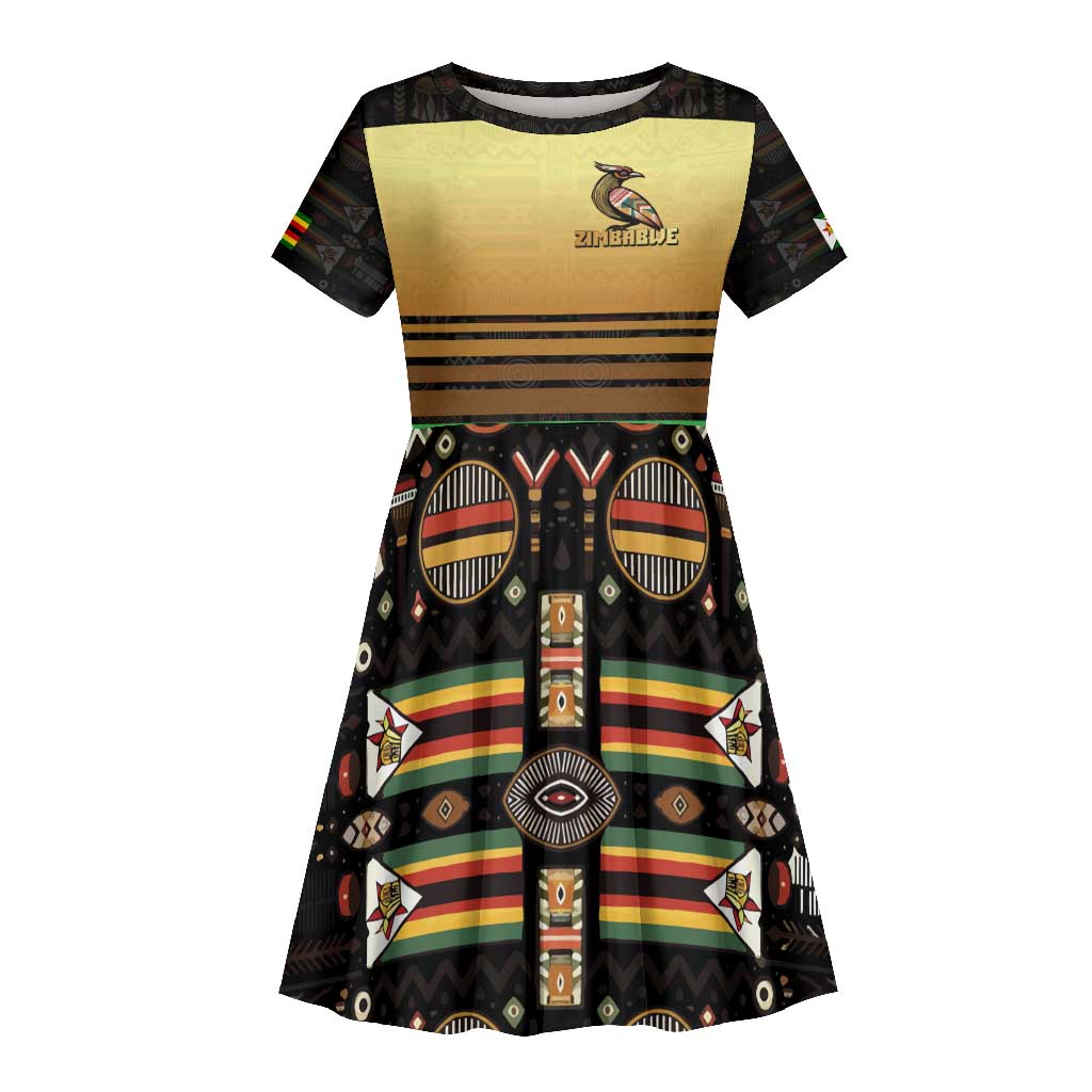 Pride Zimbabwe Kid Short Sleeve Dress Zimbabwean Bird, Tribal Patterns and Pan-African Colors