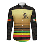 Pride Zimbabwe Long Sleeve Button Shirt Zimbabwean Bird, Tribal Patterns and Pan-African Colors
